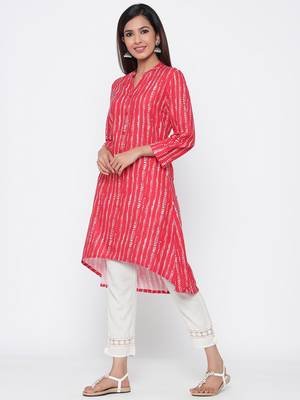 Red printed rayon kurtas-and-kurtis 3