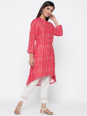 Red printed rayon kurtas-and-kurtis 4