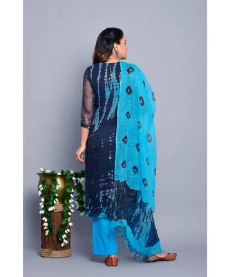 Navy Blue Shibori Kota  Suit Set 3