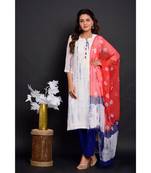 White Shibori Kota  Suit Set