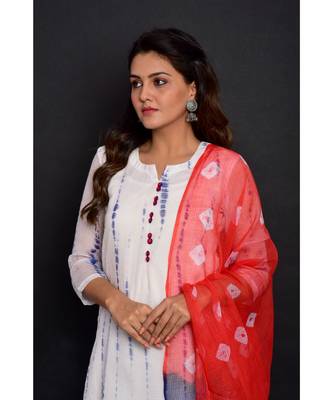 White Shibori Kota  Suit Set 3