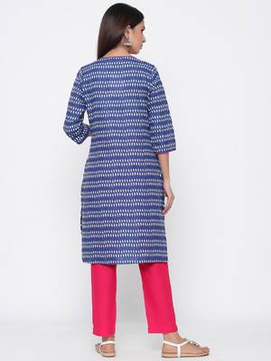 Blue printed cotton kurtas-and-kurtis 3
