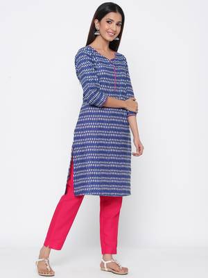Blue printed cotton kurtas-and-kurtis 5