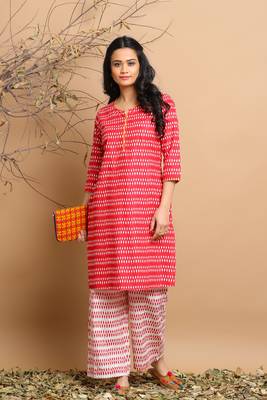 Red printed cotton kurtas-and-kurtis 1