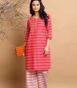 Red printed cotton kurtas-and-kurtis