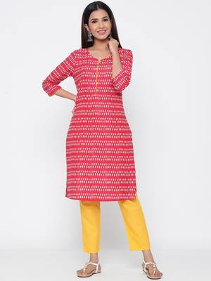 Red printed cotton kurtas-and-kurtis 2