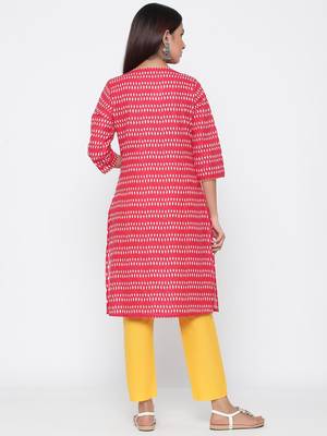 Red printed cotton kurtas-and-kurtis 3