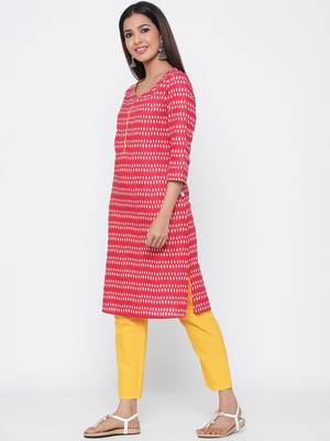 Red printed cotton kurtas-and-kurtis 4
