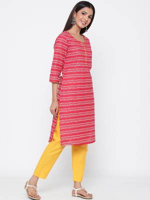 Red printed cotton kurtas-and-kurtis 5