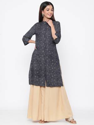 Navy printed rayon kurtas-and-kurtis 1