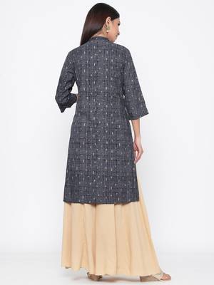 Navy printed rayon kurtas-and-kurtis 2