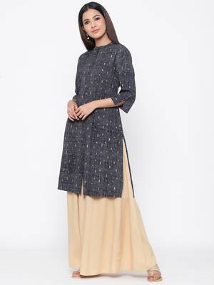 Navy printed rayon kurtas-and-kurtis 3