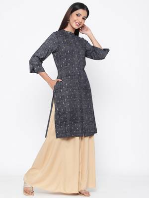 Navy printed rayon kurtas-and-kurtis 4
