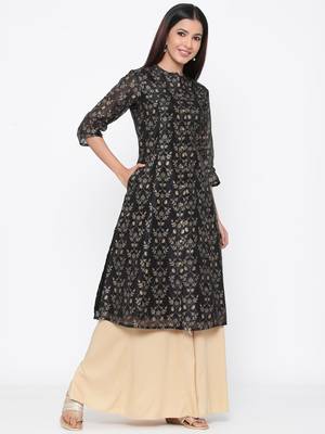 Black printed chanderi kurtas-and-kurtis 3