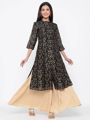 Black printed chanderi kurtas-and-kurtis 4