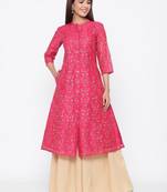 Pink printed chanderi kurtas-and-kurtis