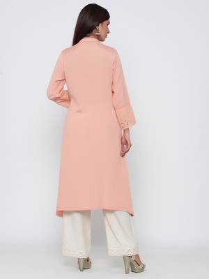 Peach embroidered rayon kurtas-and-kurtis 2