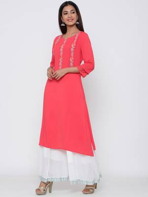 Coral embroidered rayon kurtas-and-kurtis 5