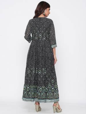 Black printed georgette kurtas-and-kurtis 2