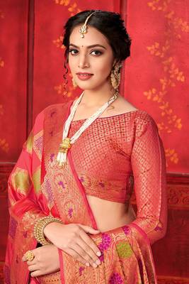 Multicolor woven art silk sarees saree with blouse 3