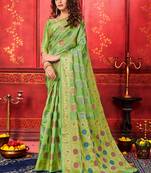 Green woven art silk sarees saree with blouse