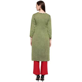 Green embroidered rayon kurtas-and-kurtis 2