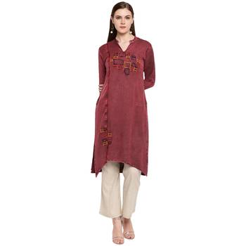 Maroon embroidered rayon kurtas-and-kurtis 1