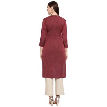 Maroon embroidered rayon kurtas-and-kurtis 2