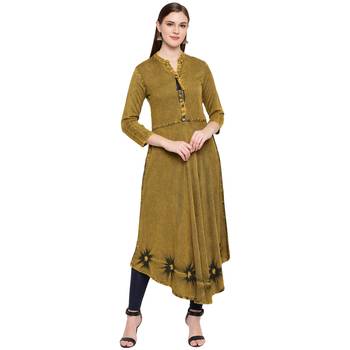 Green plain rayon kurtas-and-kurtis 1
