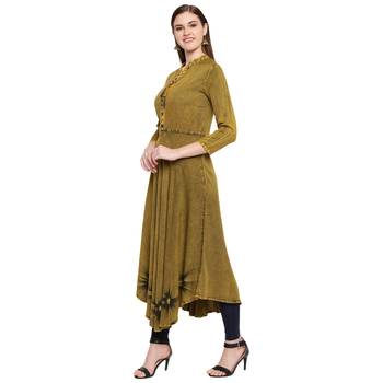 Green plain rayon kurtas-and-kurtis 4