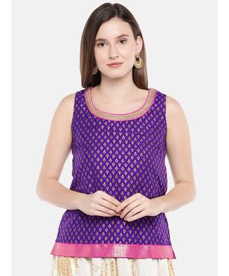 Ethnicity Women Purple Sleeveless Top 1