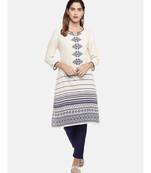 Ethnicity Women Ecru Three-Fourth Kurta