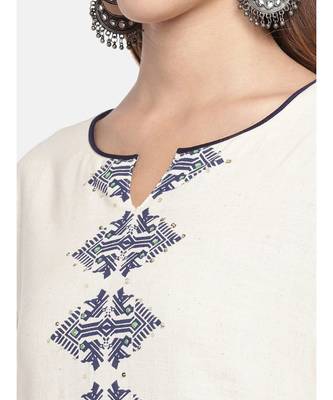 Ethnicity Women Ecru Three-Fourth Kurta 2