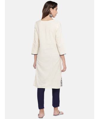 Ethnicity Women Ecru Three-Fourth Kurta 4