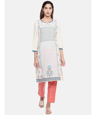 Ethnicity Women Ecru Three-Fourth Kurta 1