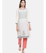 Ethnicity Women Ecru Three-Fourth Kurta