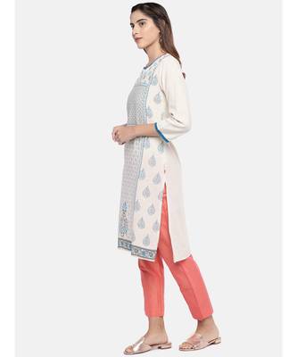 Ethnicity Women Ecru Three-Fourth Kurta 3