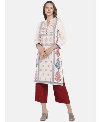 Ethnicity Women Ecru Three-Fourth Kurta 1