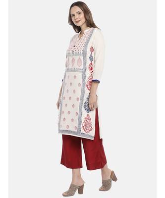 Ethnicity Women Ecru Three-Fourth Kurta 3