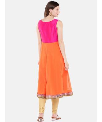 Ethnicity Women Orange Sleeveless Kurta 4