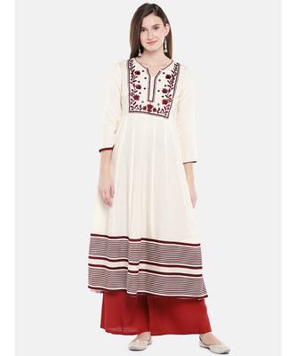 Ethnicity Women Ecru Three-Fourth Kurta 1