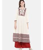 Ethnicity Women Ecru Three-Fourth Kurta