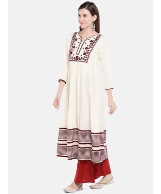 Ethnicity Women Ecru Three-Fourth Kurta 3