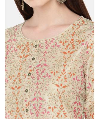 Ethnicity Women Beige Three-Fourth Kurta 2