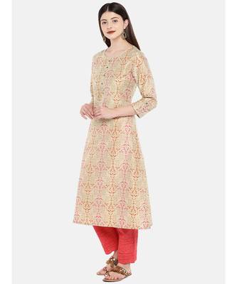 Ethnicity Women Beige Three-Fourth Kurta 3