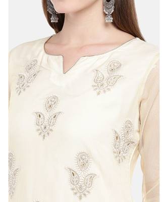 Ethnicity Women Beige Three-Fourth Kurta 2