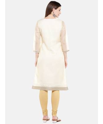 Ethnicity Women Beige Three-Fourth Kurta 4