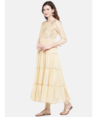 Ethnicity Women Beige Three-Fourth Kurta 3