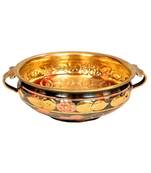 E-Handicrafts Uruli/Urli Bowl Hammered Pure Brass Multicolor (10 inch)