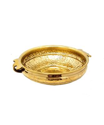 E-Handicrafts Pure Brass Urli/Uruli Hammered Bowl (14 Inches) 1